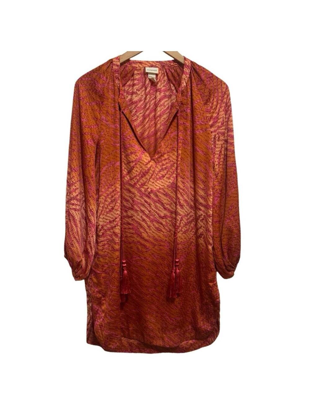H&M Conscious Collection Tangerine Dreams Tunic Top Orange  pink US 6 tassels